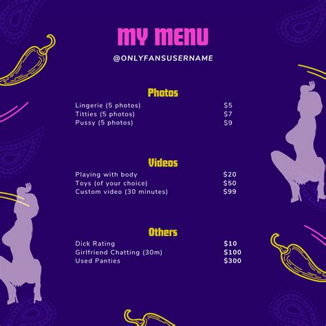 free onlyfans menu template|Onlyfans Menu Template